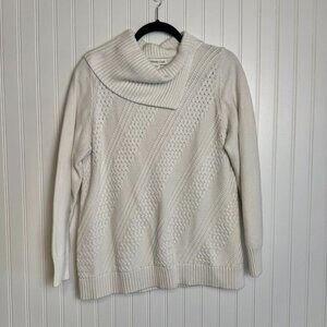 Coldwater Creek ivory cowl neck chunky knit sweater size XL L4